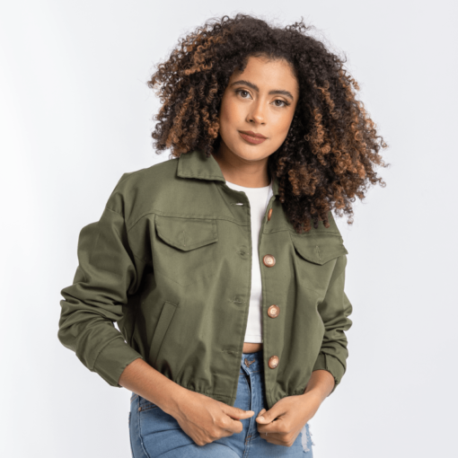 Chaqueta Dama azal verde militar