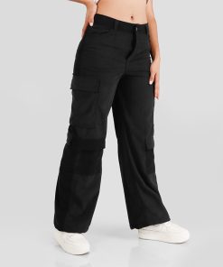 Pantalón Pana Dama Cargo OX-2522 Negro