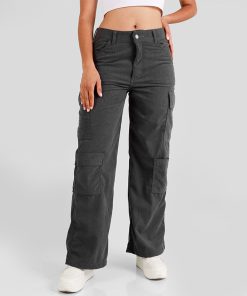 Pantalón Pana Dama Cargo OX-2522 Gris