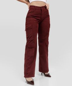 Pantalón Pana Dama Cargo OX-2522 Vinotinto
