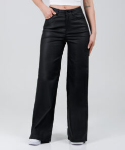 Pantalón Wide Leg Efecto Piel OX-2873 Negro