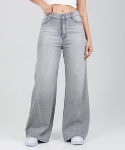 Jean Oxap Wide Leg Ox-2828 gris claro brillos